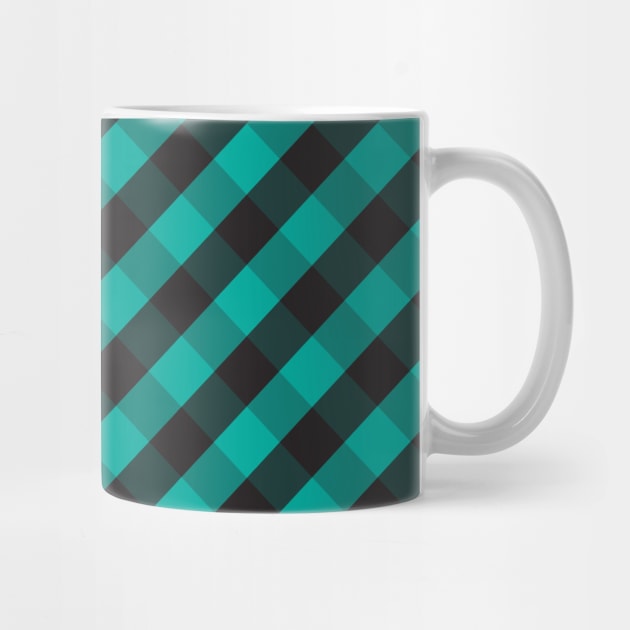 Teal Green and Black Check Gingham Plaid by squeakyricardo